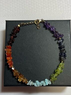 Sterling silver multi coloured stone bracelet. 925